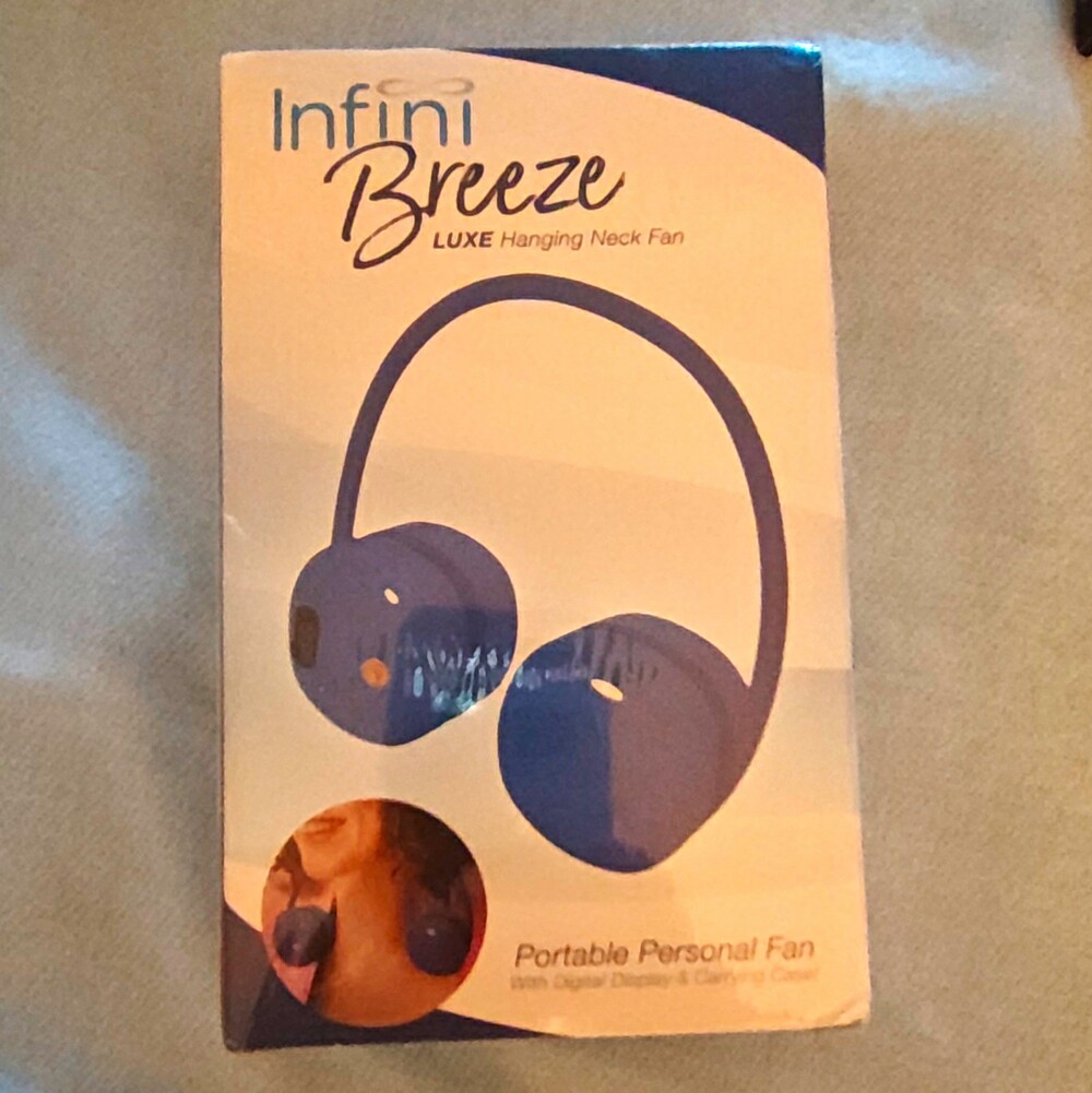 Infini Breeze LUXE Hanging Neck Fan Bladeless Rechargeable 3-Speed Blue